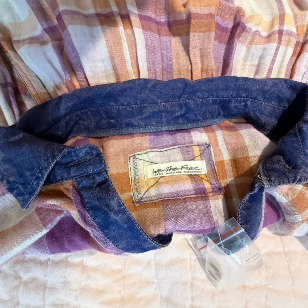 We the Free Free People Olivia Button Front Women’s Blouse Top Large NWT